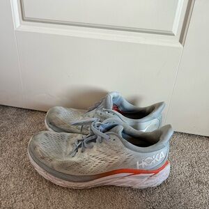 Blue and orange Clifton 8 hokas